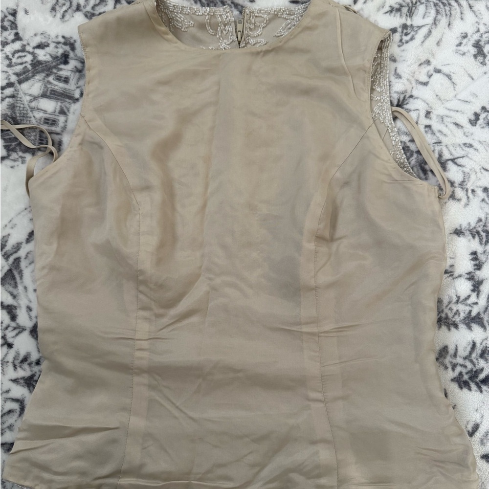 Vintage Bridal Nude Champagne beaded silk evening top size 4 - Picture 7 of 12